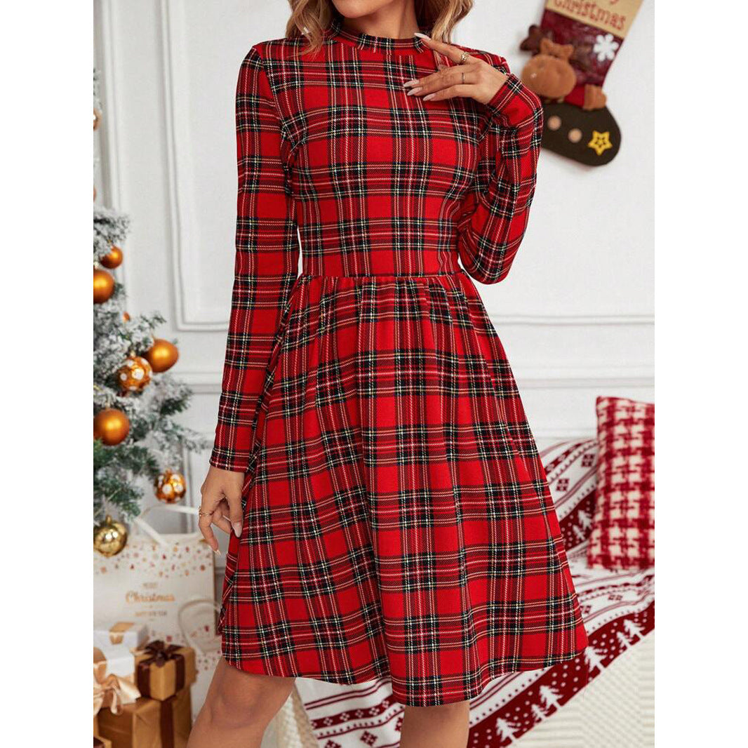 High Collar Long Sleeve Dress Christmas New European And American Style