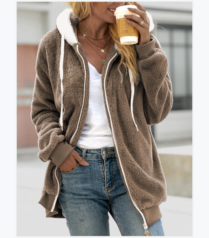 Women’s Plush Hooded Fall Jacket