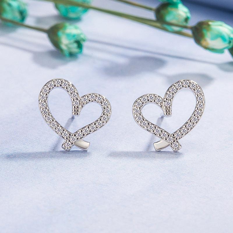 Women’s White Gold Heart Shaped Earrings - Wazzi's Wear