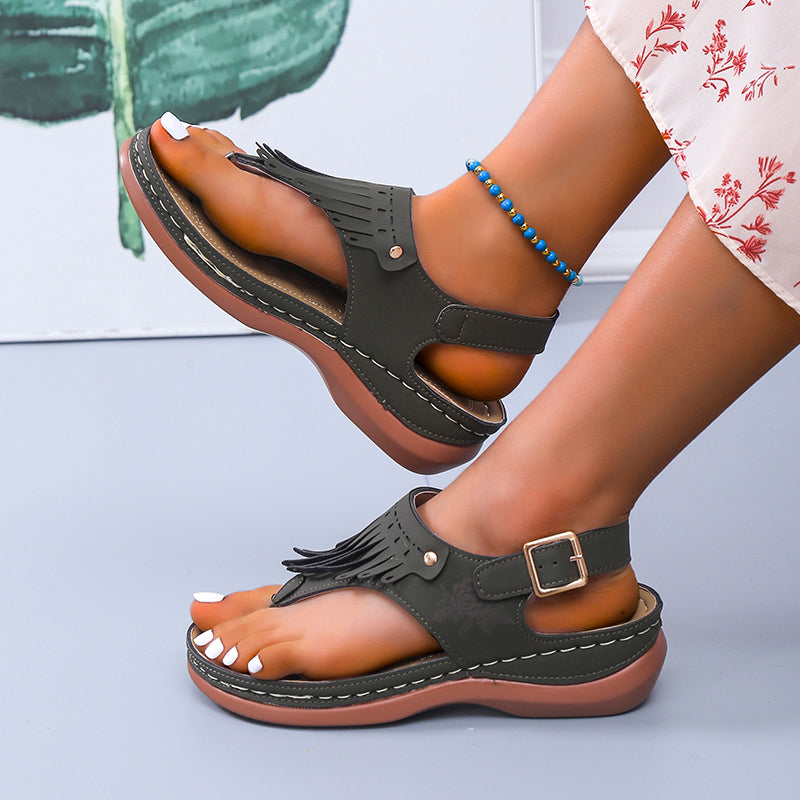 Women's Fringed Roman Thong Sandals in 5 Colors - Wazzi's Wear