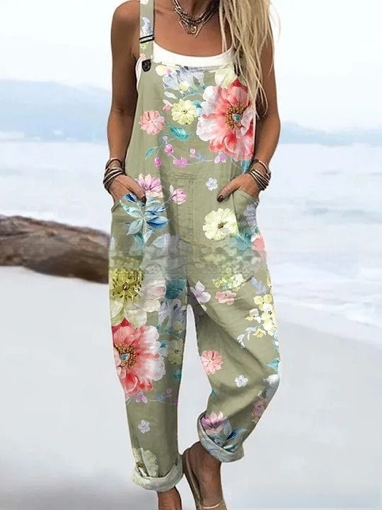 Women's Floral Element Print Fashion Casual Women's Jumpsuit