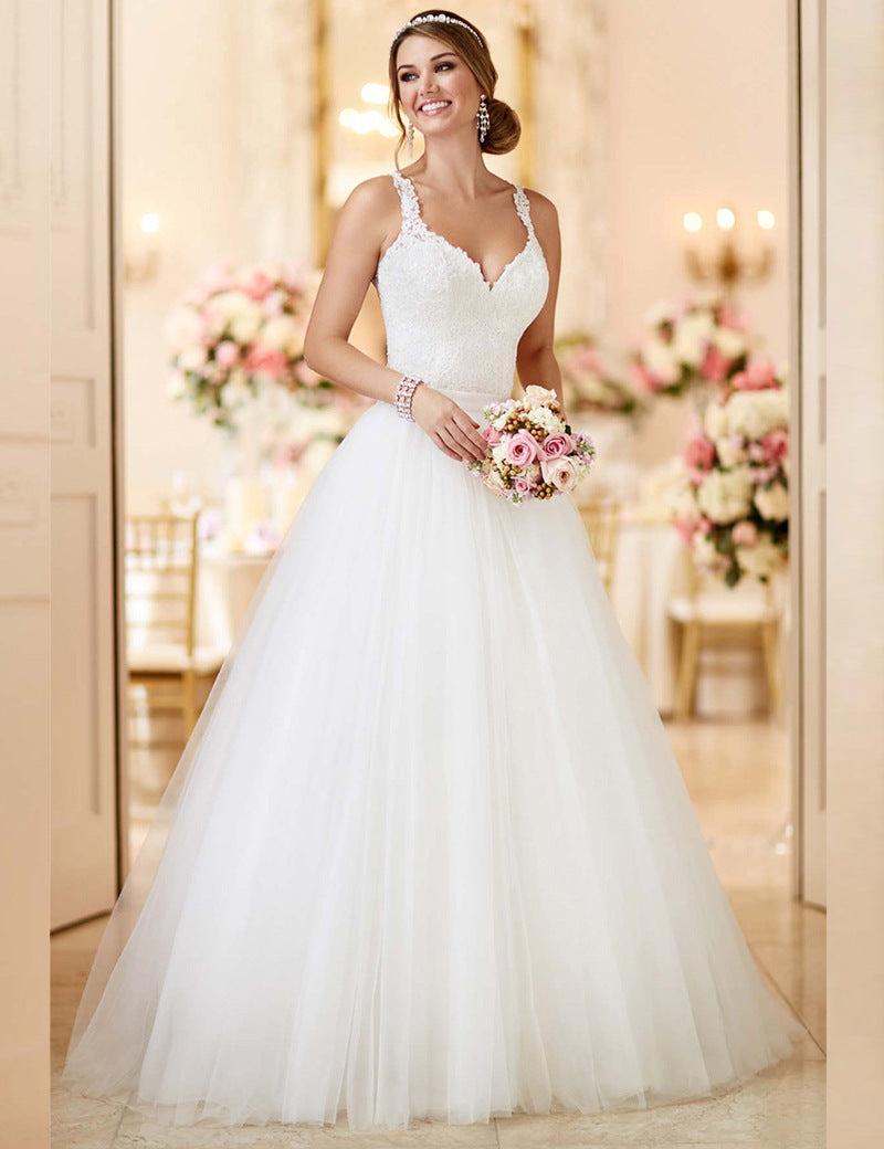 Women’s Wide Hem Floor-Length Wedding Dress with Removable Skirt