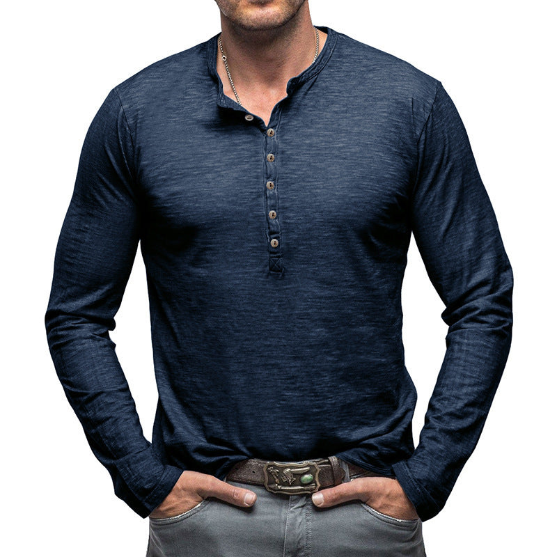 Men's Cotton Long Sleeve Henley Shirt