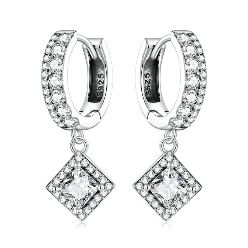 Women’s Silver and Zircon Sparkly Drop Earrings - Wazzi's Wear