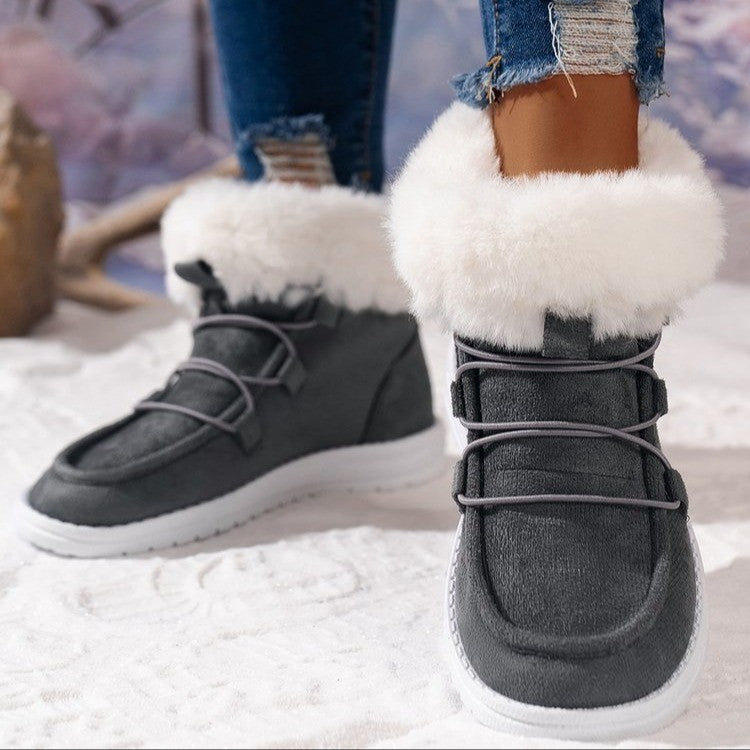 Women’s Suede Fleece Lined Flat Heel Ankle Boots