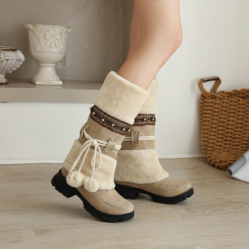 Women's Mid Calf Suede Snow Boots in 4 Colors - Wazzi's Wear