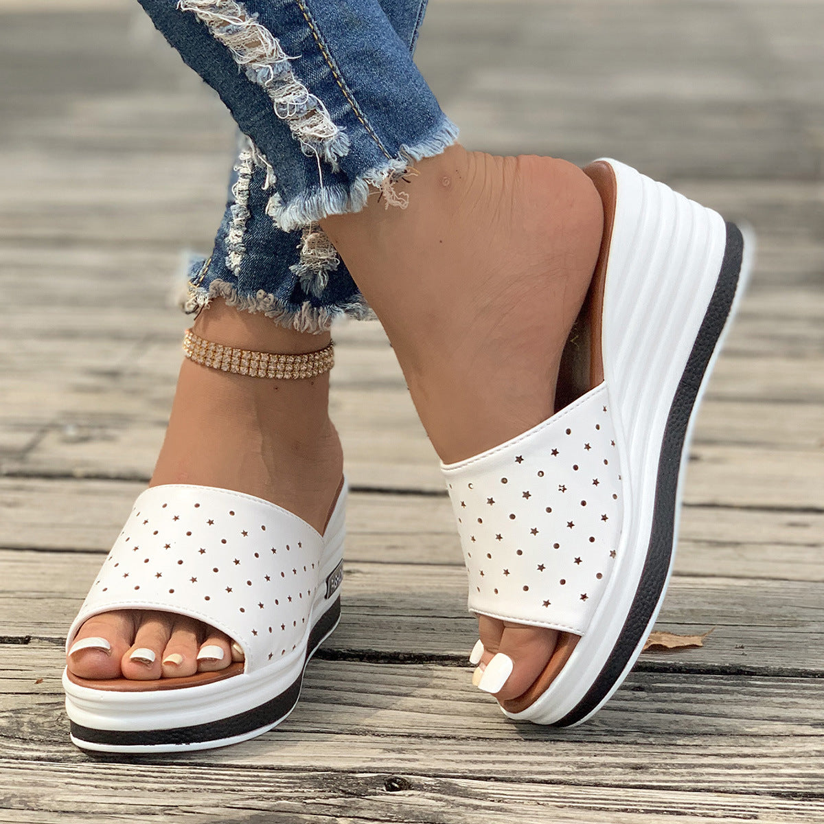 Women’s Slip-On High Heel Wedge Sandals