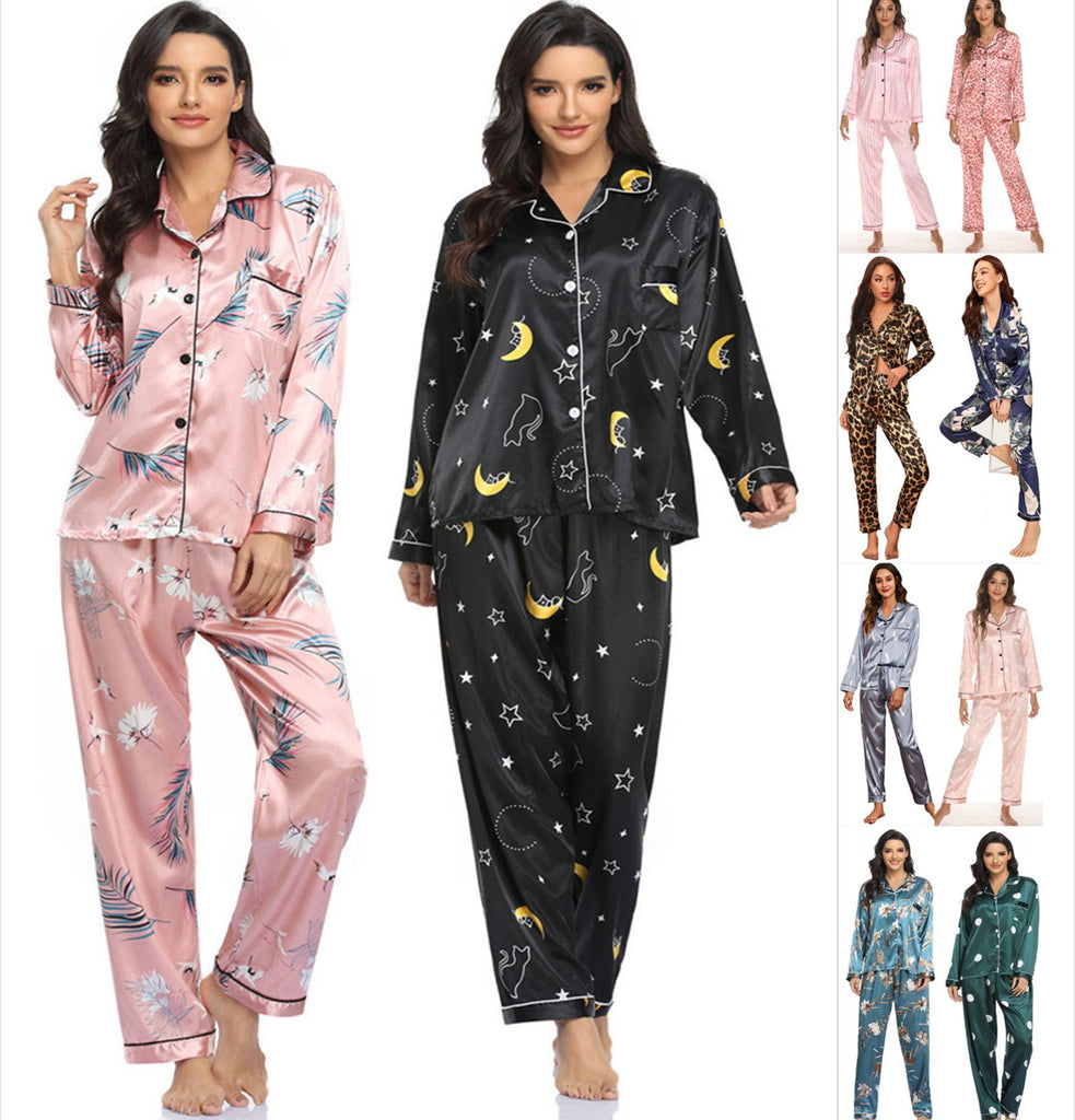 Women's Long Sleeve Loungewear  Pajama Set in 10 Patterns S-XL - Wazzi's Wear