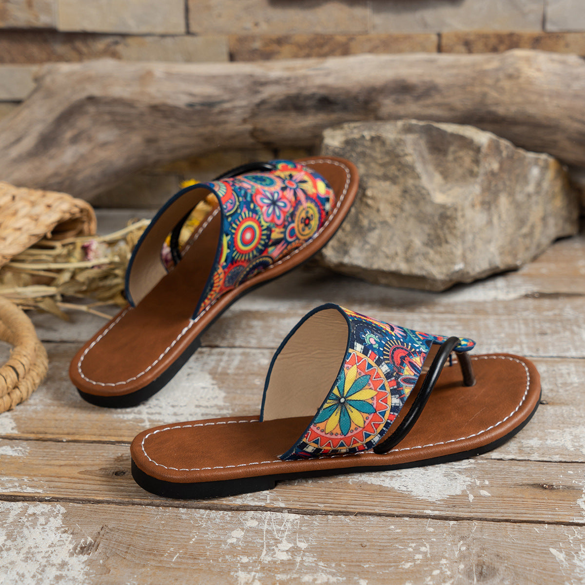 Women’s Embroidered Flip-Flop Sandals - Wazzi's Wear