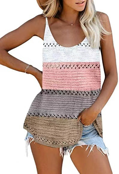 Women’s Colorblock Round Neck Knit Tank Top