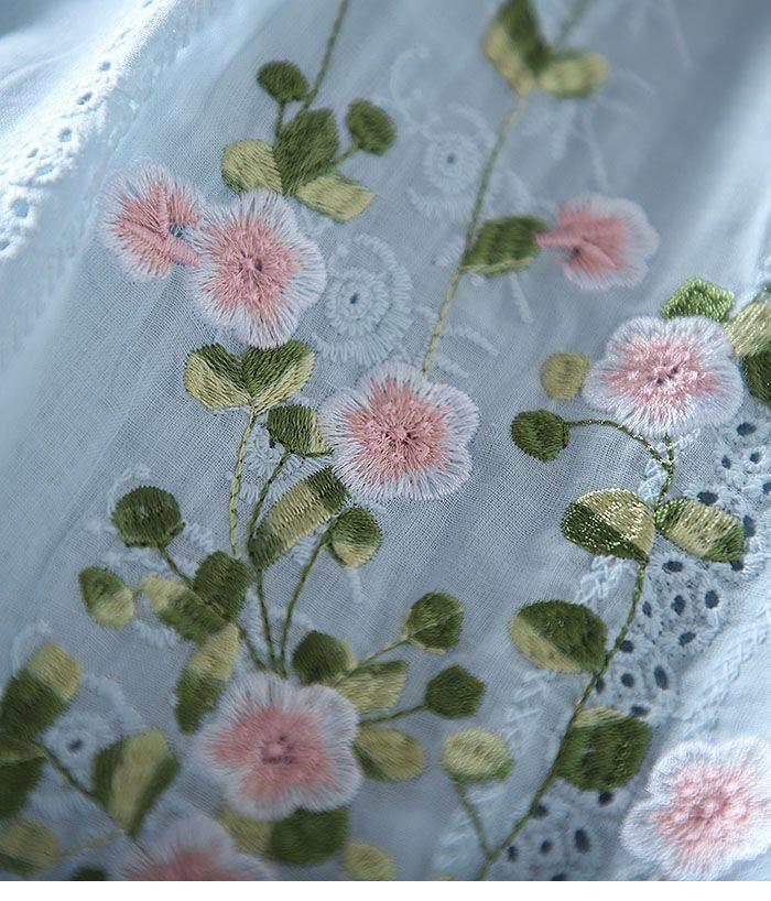 Vintage Lace Shirt Women's Ruffled Embroidered Top