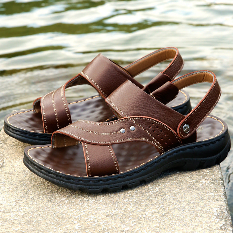 Men’s Leather Sandals with Adjustable Back Strap