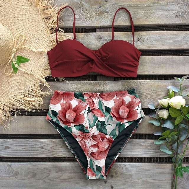 Women’s High Waist Printed Bikini in 15 Patterns S-XL - Wazzi's Wear
