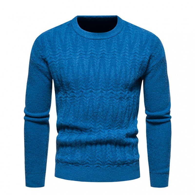 Men's Round Neck Jacquard Pullover Sweater in 8 Colors M-XXL - Wazzi's Wear