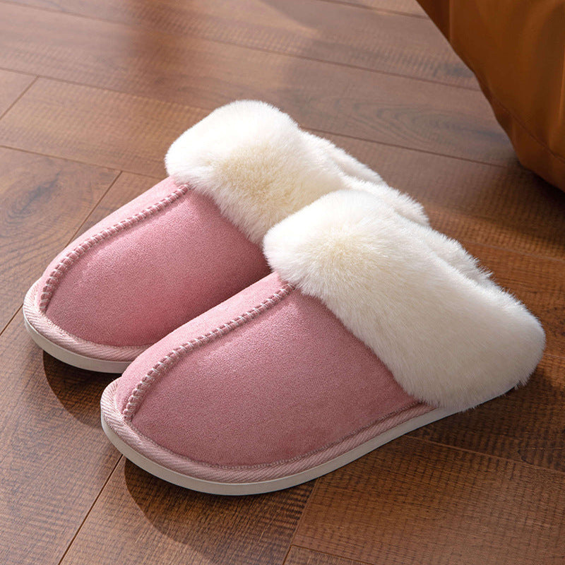 Suede Slip On Closed Toe Plush Slippers