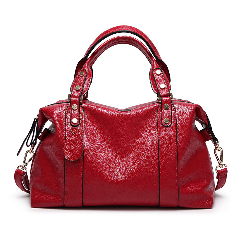 Women’s Leather Shoulder Handbag with Rivets in 4 Colors - Wazzi's Wear