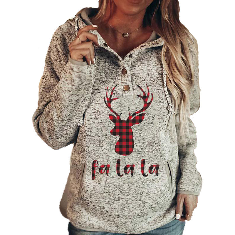 Women's Jacket Christmas Letter Print Hooded Women's Sweater