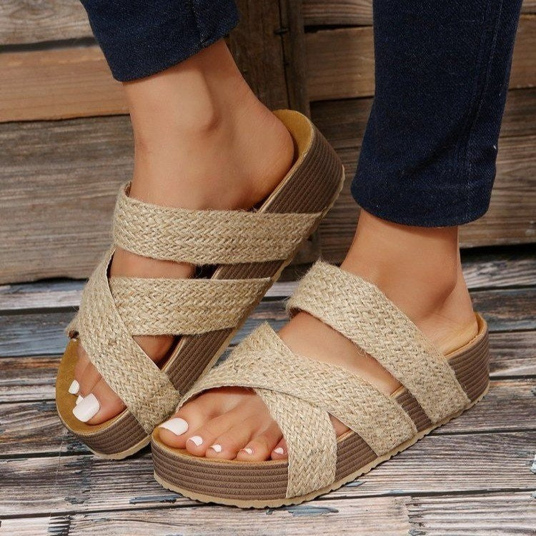 Women’s Woven Cross-Strap Sandals in 6 Colors - Wazzi's Wear