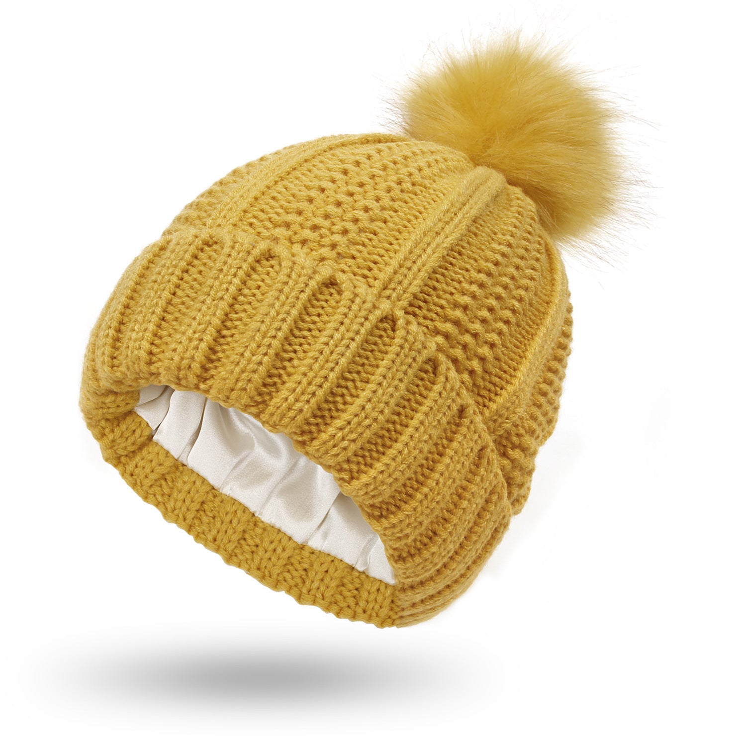 Women’s Knit Toque with Satin Lining and Pom Pom in 8 Colors - Wazzi's Wear