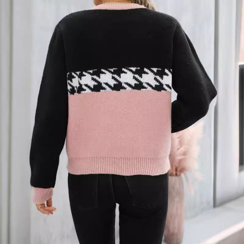 Women’s Colorblock Round Neck Knit Sweater