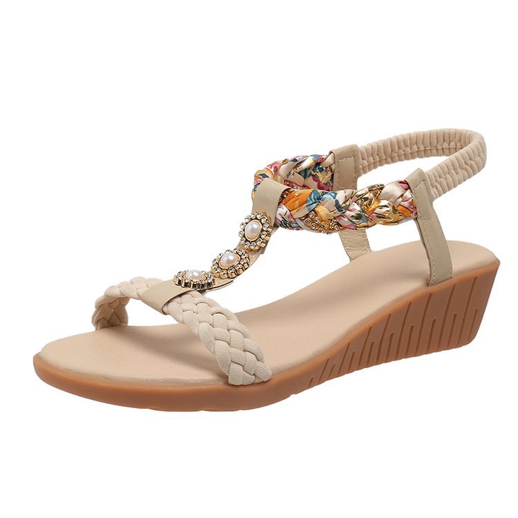 Women's Boho Sandals with Woven Straps in 4 Colors - Wazzi's Wear