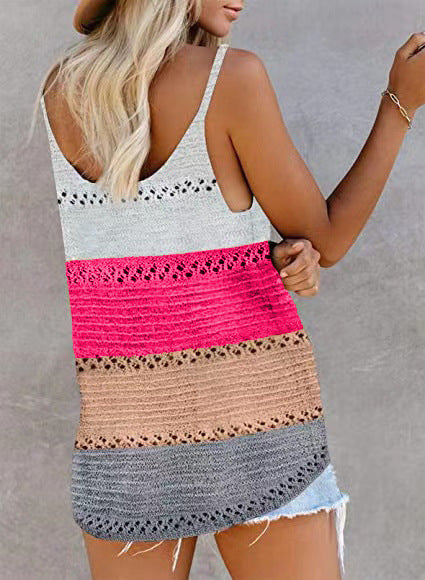 Women’s Colorblock Round Neck Knit Tank Top