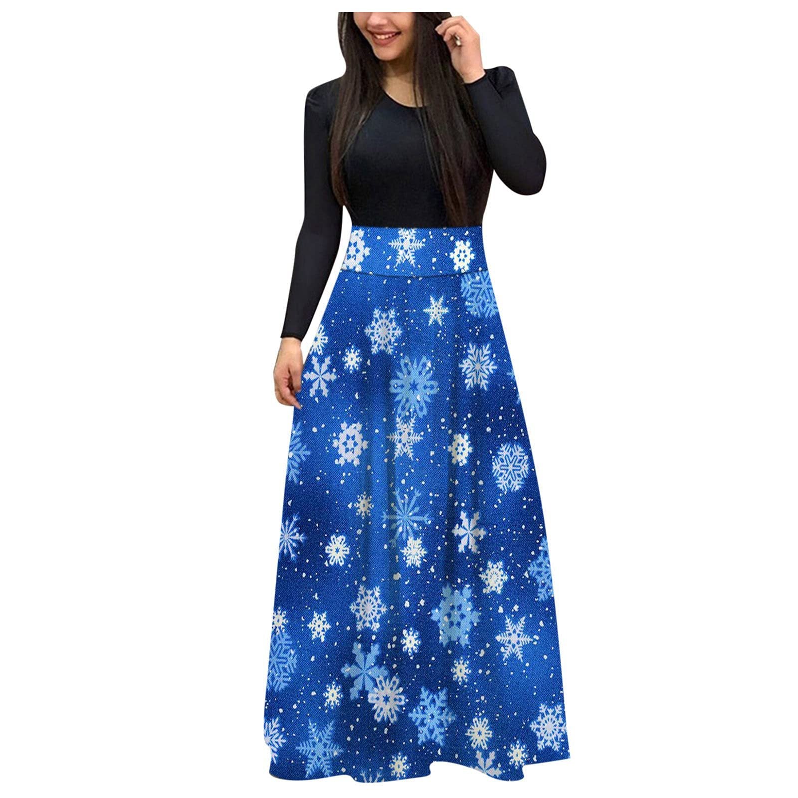 European And American Christmas Print Long Skirt Suit