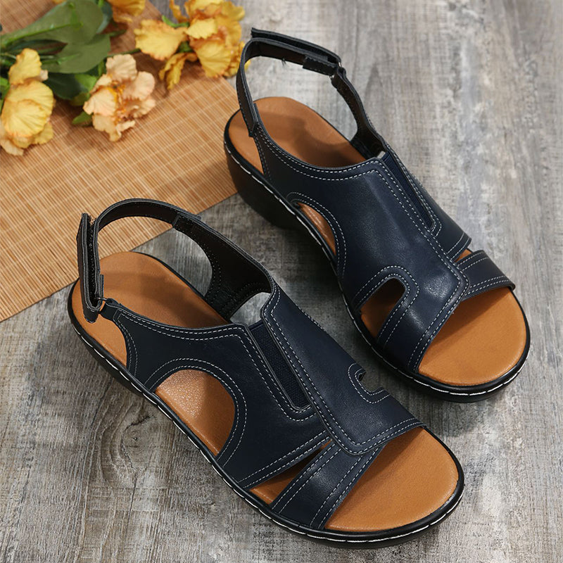 Women’s Chunky Heel Sandals with Velcro Ankle Strap in 5 Colors - Wazzi's Wear