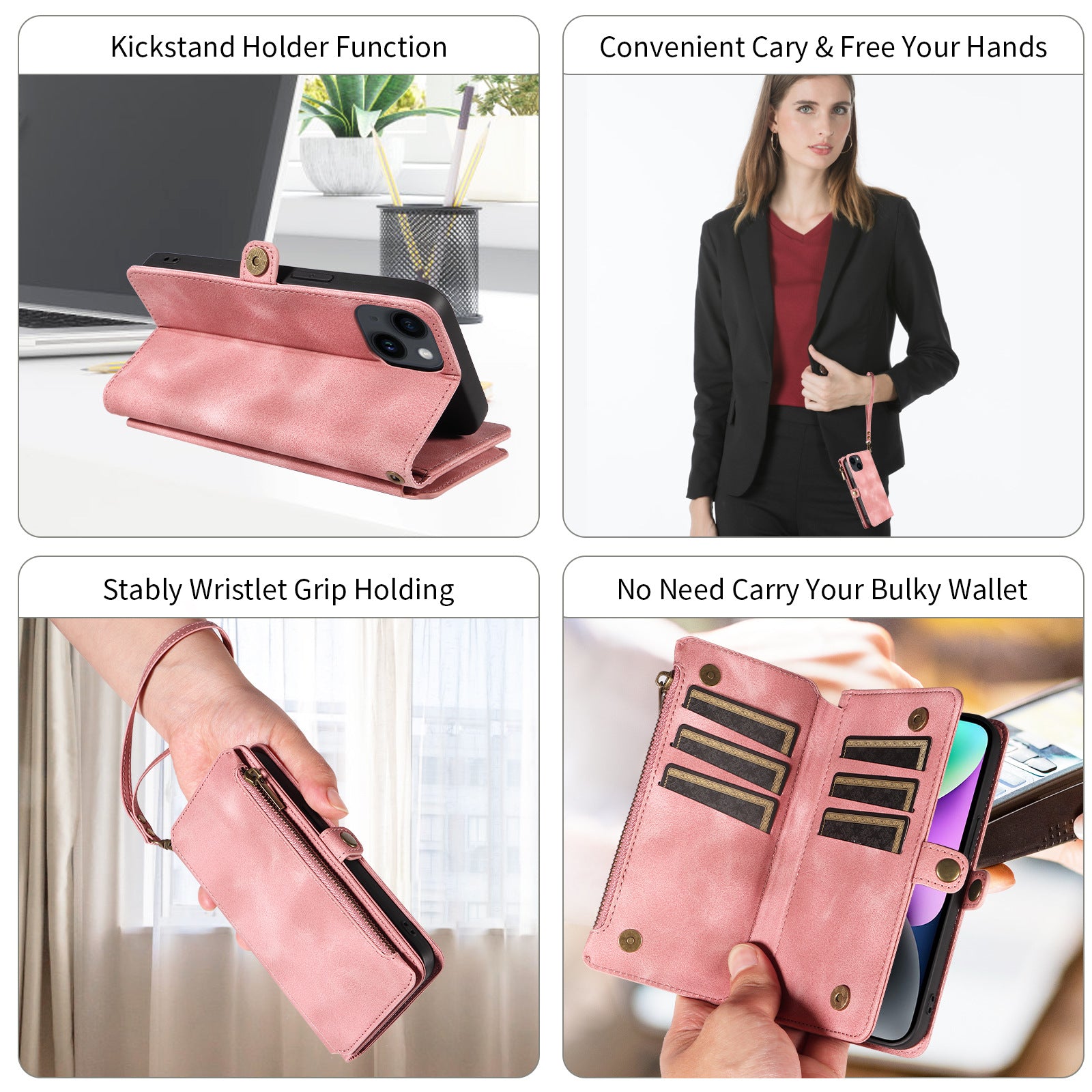 Women’s Pink Multi-Compartment Phone Wallet - Wazzi's Wear