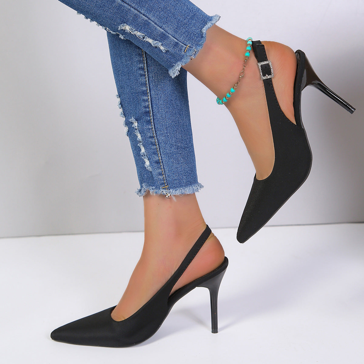 Stilettos de tacón alto con punta puntiaguda para mujer en 2 colores