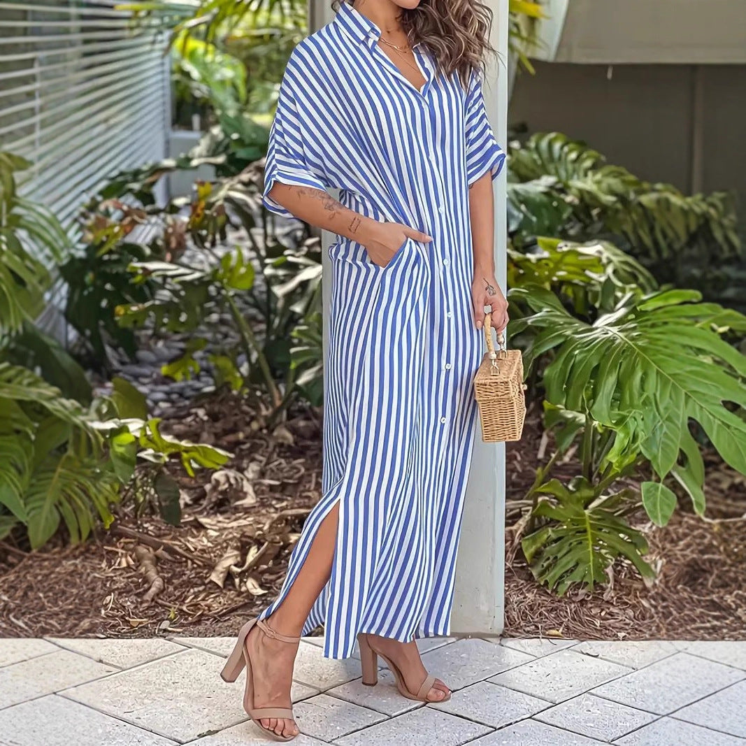 Elegant Casual Striped Womens Dress