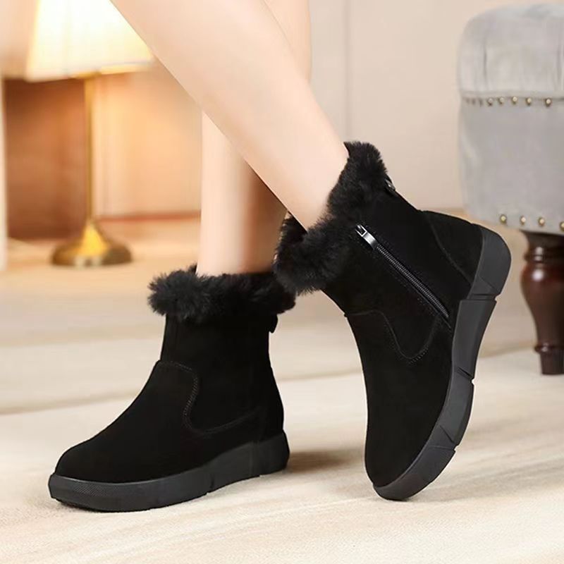 Women’s Flat Heel Warm Fleece-Lined Ankle Boots