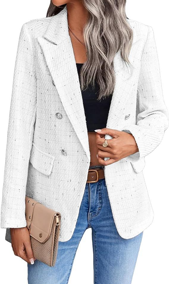 Women's Single-Breasted Tweed Suit Jacket