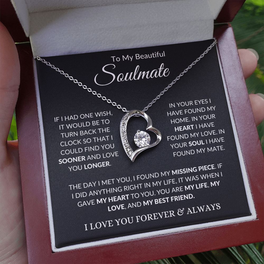 Soulmate Forever Necklace in White or Yellow Gold Finish - Wazzi's Wear