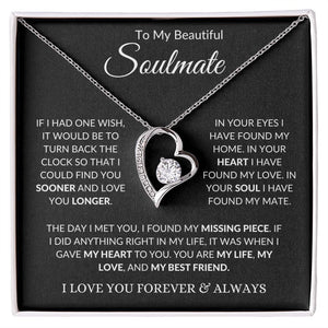 Soulmate Forever Necklace in White or Yellow Gold Finish - Wazzi's Wear