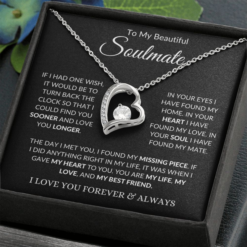 Soulmate Forever Necklace in White or Yellow Gold Finish - Wazzi's Wear