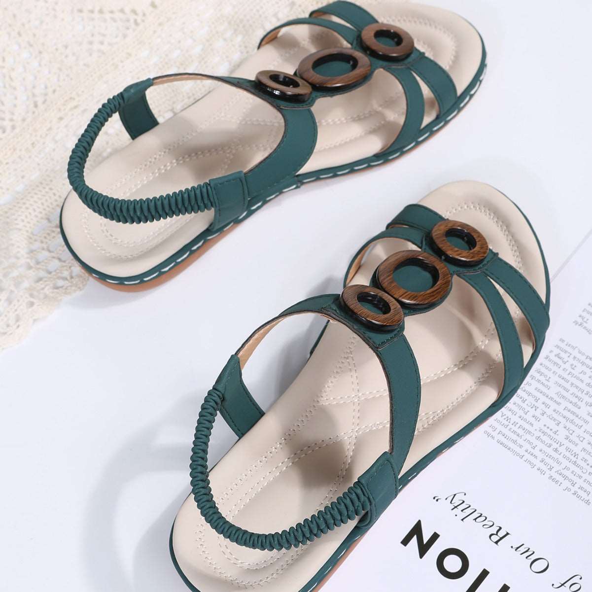 Women’s Bohemian Sandals with Ankle Strap and Round Toe