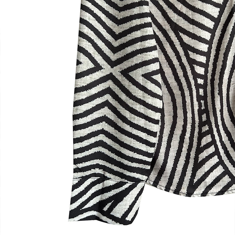 Women's Striped Long Sleeve Shirt - Button-Up Casual Loose Fit Blouse, Spring & Fall Relaxed Top