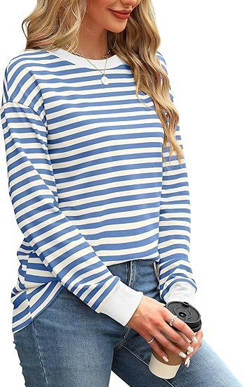 Women's Round Neck Striped Long Sleeve Shirt