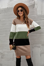 Load image into Gallery viewer, Women’s Colorblock Striped Knit Sweater Dress