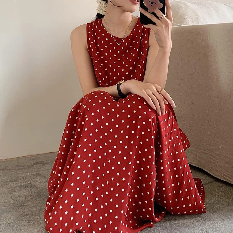 Summer Longline Korean-style Pajama Dress With Vest Style