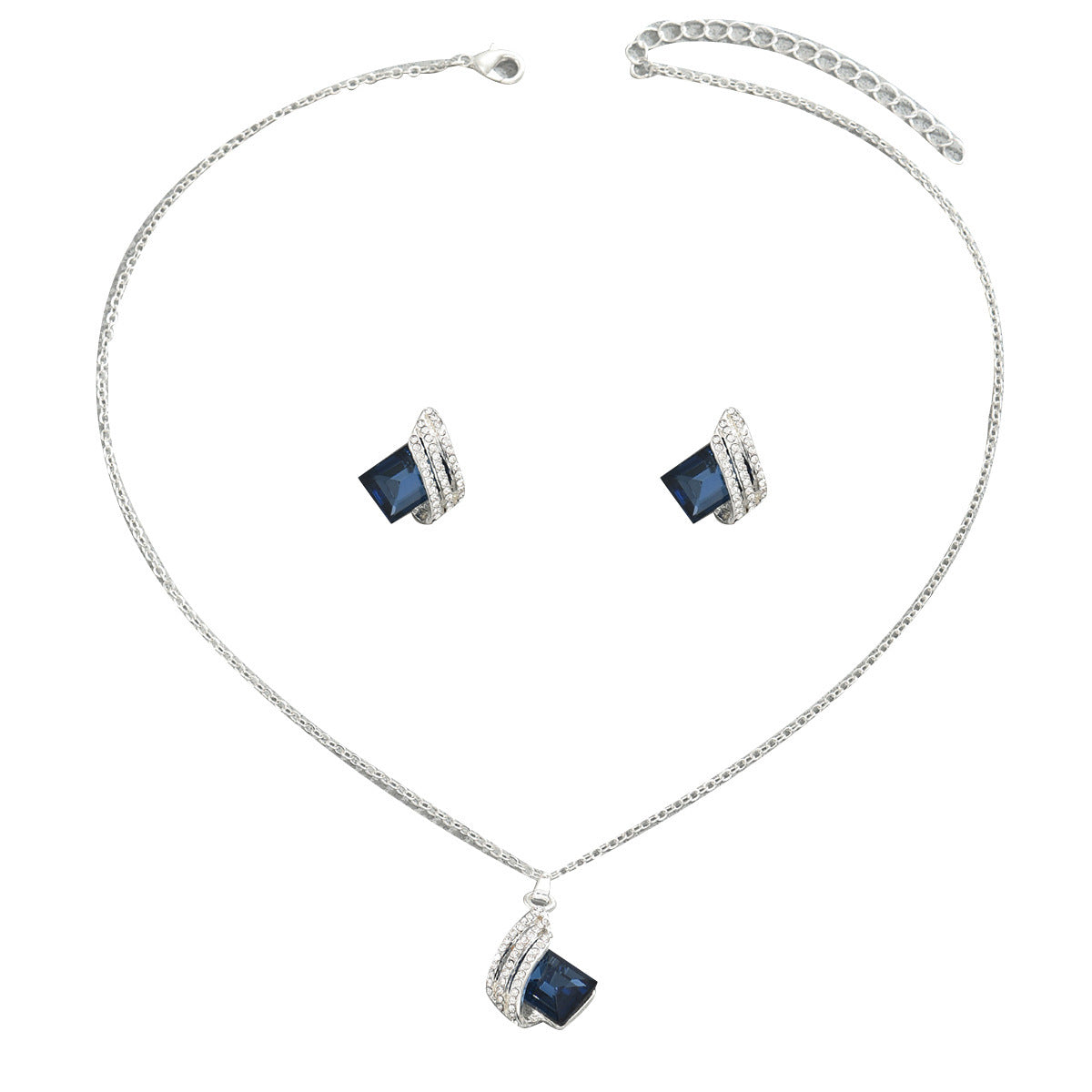 Women's Geometric Inlaid Crystal Necklace and Earring Set