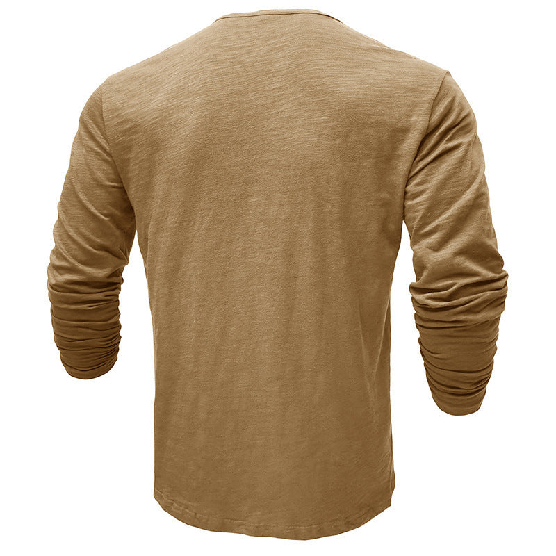 Men's Cotton Long Sleeve Henley Shirt