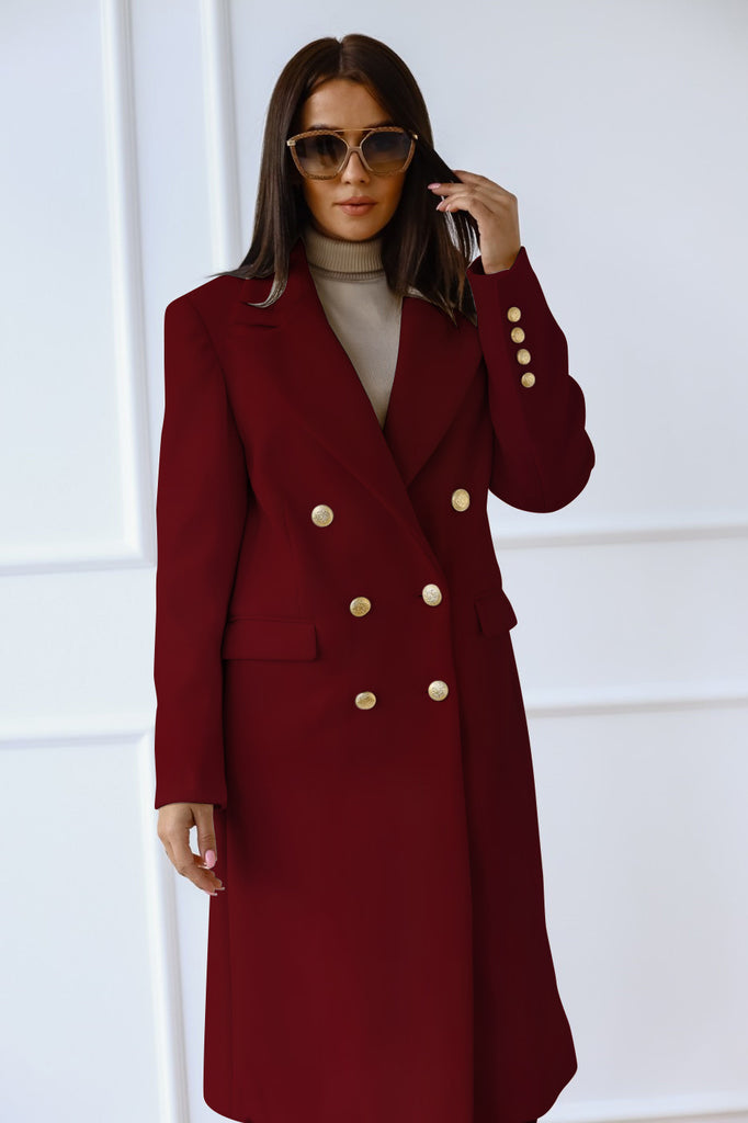 Women’s Long Sleeve Coat with Lapel and Buttons in 5 Colors S-2XL - Wazzi's Wear
