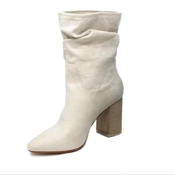 Women's Suede Thick Heel Boots in 4 Colors - Wazzi's Wear
