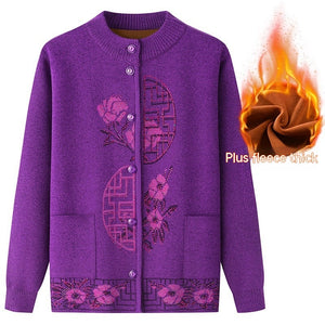 Women’s Plus Size Fleece-Lined Knit Cardigan in 6 Colors XL-5XL - Wazzi's Wear