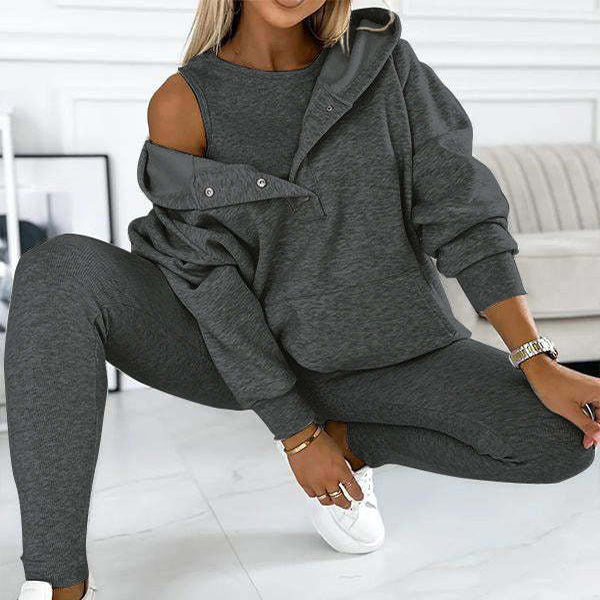 Women’s Hoodie, Legging, and Tank Top Three Piece Sports Set