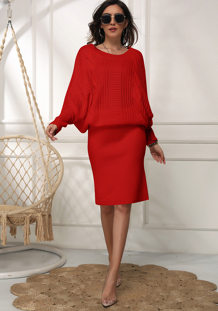 Plus Size Women's Loose Batwing Sleeve Dress Sweater