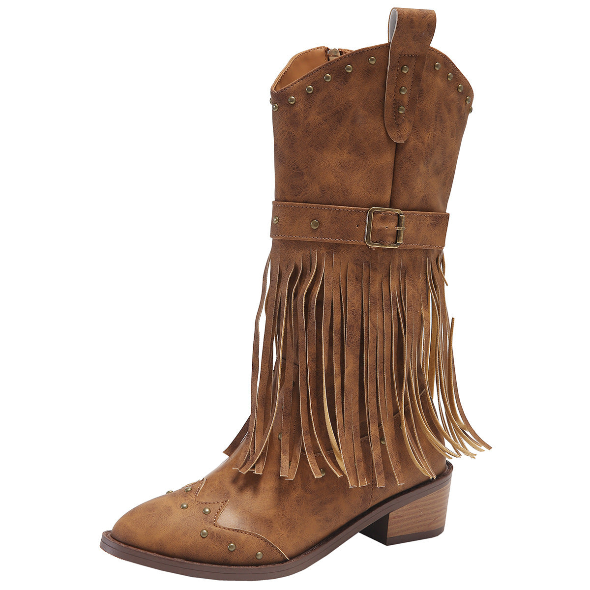 Women’s Mid-Calf Cowboy Boots with Tassels in 2 Colors - Wazzi's Wear