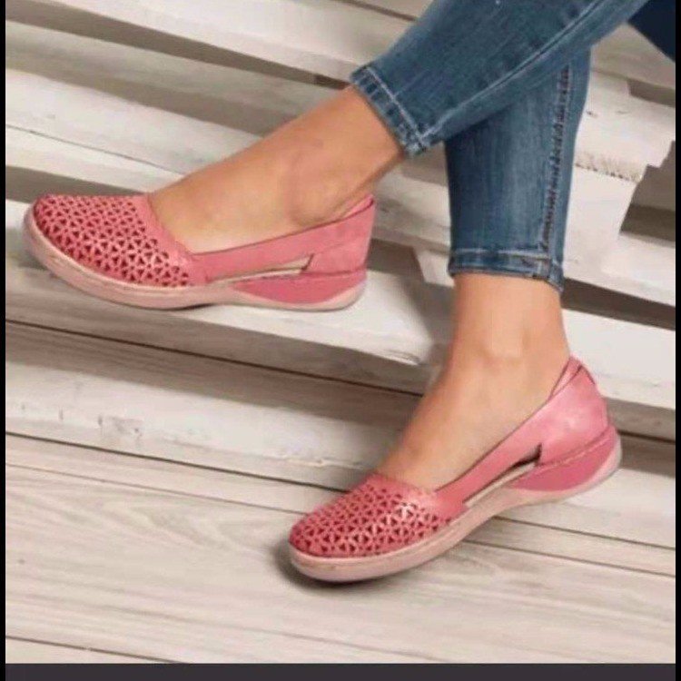 Zapatos planos sin cordones de color liso para mujer